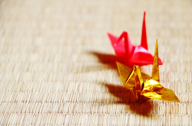 Folded paper crane